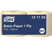 Papírové utěrky Tork Basic W1 žluté / jednovrstvé / 2 role